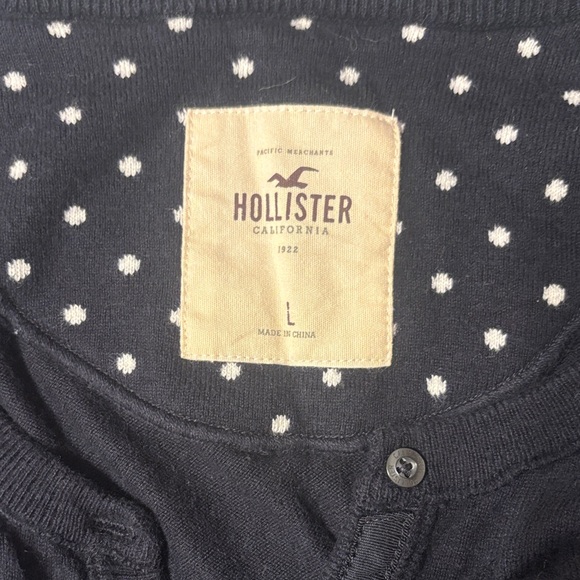 Hollister Vintage Navy Cardigan with Upper Polka Dot Lining - Picture 2 of 2